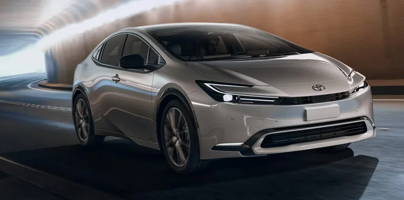 A silver 2025 Toyota Prius driving through a tunnel.